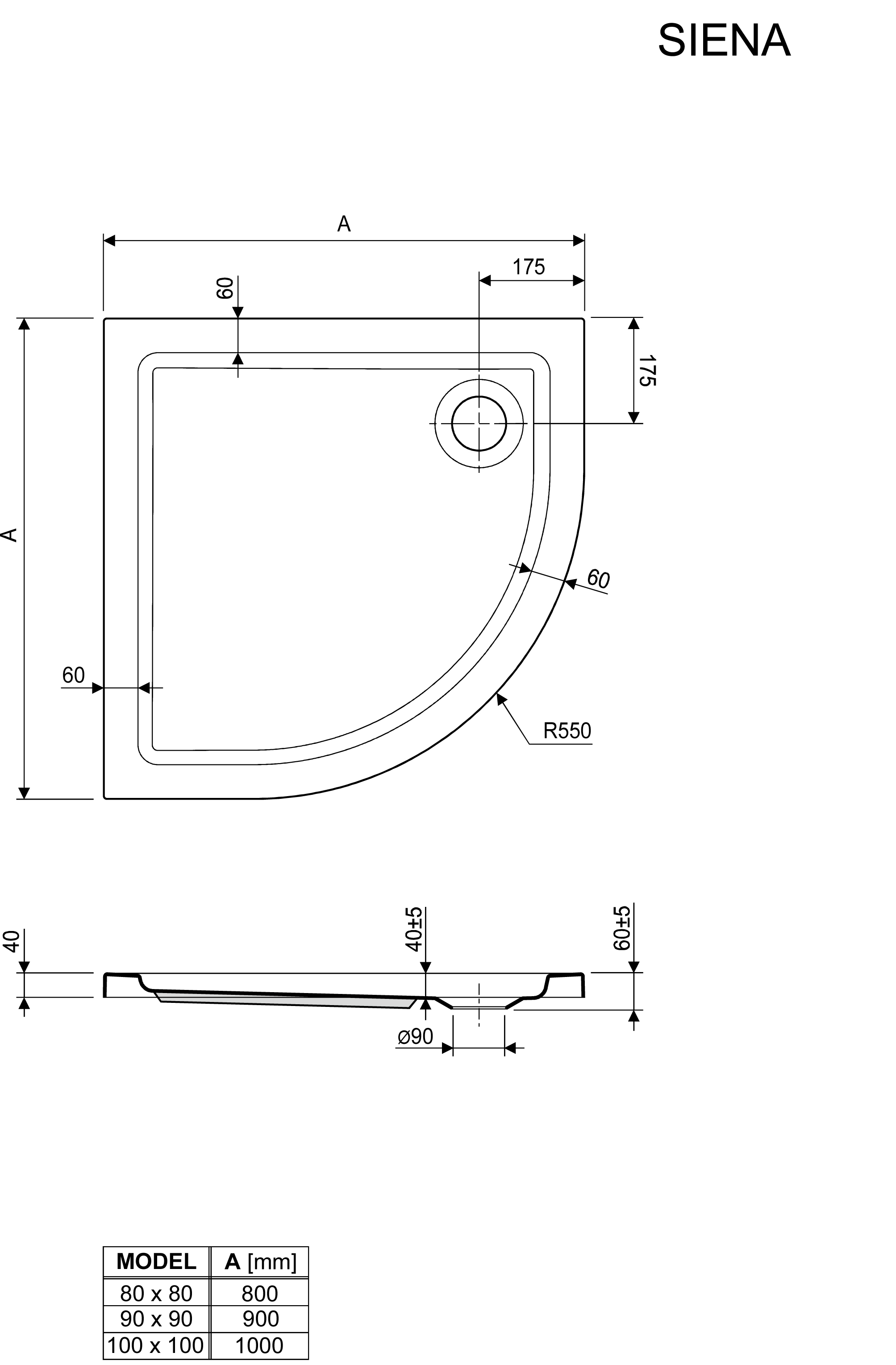 Shower Trays Siena Aquaestil
