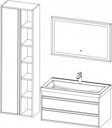 Connect / kopalniški sestav IV / 100 + 55 cm
- Omarica CONNECT 100 z umivalnikom
- Ogledalo CONNECT 100
- Stranska omarica CONNECT 55x180