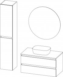 Stella TOP / kopalniški sestav III / 100 + 35 cm
- Omarica STELLA TOP 100 
- Ogledalo JAZZ 90
- Stranska omarica STELLA 180